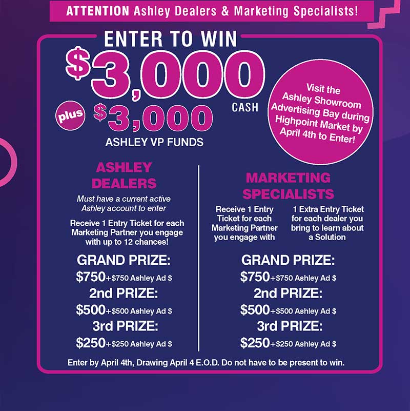 Enter to win $3000 Plus $3000 Ashley VP Funds